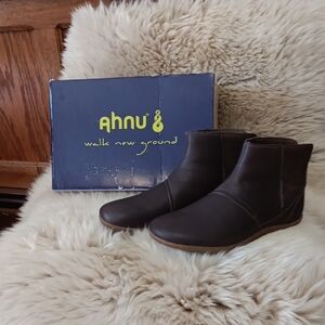 Ahnu Dark Brown Leather Ankle Boots